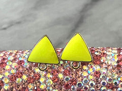 Neon Resin 15mm post earring blanks drop earring, stud earring jewelry dangle DIY earring making triangle fancy drop evening yellow