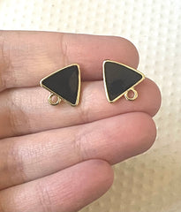 Black Resin 15mm post earring blanks drop earring, stud earring jewelry dangle DIY earring making triangle fancy drop evening gold