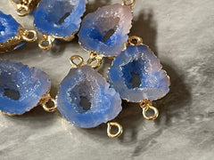Light Blue oval Druzy Beads with 2 Holes, Faux Druzy Connector Beads, gold druzy, druzy bracelet bangle bracelet jewelry rough cut agate