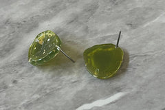 19mm Gold Foil + Olive Green post earring blanks drop earring, stud earring jewelry dangle DIY earring making oval fancy drop evening