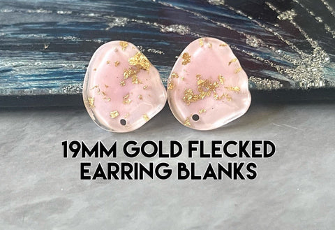 19mm Gold Foil + Blush Pink post earring blanks drop earring, stud earring jewelry dangle DIY earring making oval fancy drop evening