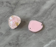 19mm Gold Foil + Blush Pink post earring blanks drop earring, stud earring jewelry dangle DIY earring making oval fancy drop evening