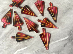 WHOLESALE 40mm Red Pieces, blank 1 hole acrylic blanks for earrings, red gold and black acrylic, umbrella blank earrings