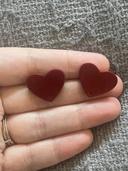 22mm Red heart post earring blanks, silver drop earring stud earring jewelry, love dangle DIY earring making Valentine’s Day acetate