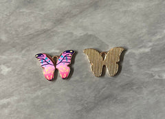 Butterfly Summer Sunset Colorful 23mm pendant with 1 hole, pink green purple brass rainbow necklace or earrings, drop simple earrings