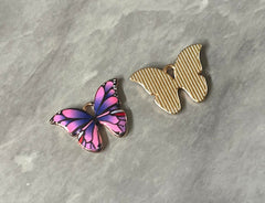 Butterfly Girls Night Colorful 23mm pendant with 1 hole, pink green purple brass rainbow necklace or earrings, drop simple earrings