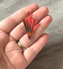WHOLESALE 40mm Red Pieces, blank 1 hole acrylic blanks for earrings, red gold and black acrylic, umbrella blank earrings