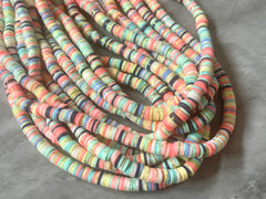 Coral Reef GLITTER 6mm WHOLESALE rubber disc beads, 16” strand heishi colorful round polymer, colorful pride clearance beads donut tie die