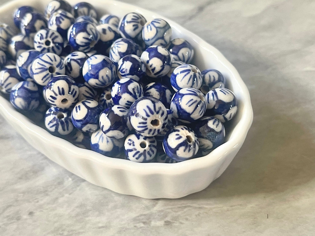 Ginger Jar Handmade Blue and White Porcelain 12mm Beads, circular bead –  Swoon & Shimmer