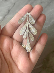 Silver Plated Large flower pendants, brass leaves flutter, Statement earring bottom jewelry long necklace bead floral 62mm