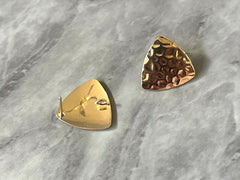 17mm gold triangle post earring blanks, gold drop earring, gold stud earring, gold jewelry, gold dangle DIY earring making round