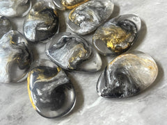 Gray Gold Black resin glitter Teardrop Pendants, acrylic gem pendants, 1 hole pendant, long necklace, wire wrapped pendant, wrapping