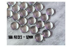100 WHOLESALE 12mm clear glass circle cabochons, glass pendants, resin or painting supplies sale, pressed flower covering bracelet