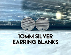 10mm Silver Tiger Stripes round post earring circle blanks drop stud earring, silver dangle DIY earring mod making round earrings