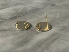 13mm Brush Stroke Gold post earring circle blanks, gold round earring, gold stud earring, gold jewelry, gold dangle earring making brushed