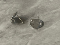 13mm Brush Stroke silver post earring circle blanks, silver round earring, silver stud earring, silver jewelry dangle earring making brushed