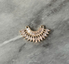 Gold Fan 28mm Rhinestone encrusted, earring jewelry making, 2 Hole dangle earring blanks stud earrings, gold jewelry blank
