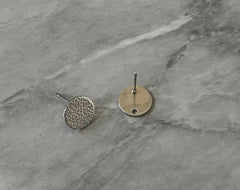 10mm Silver Cobblestone round post earring circle blanks drop stud earring, silver dangle DIY earring mod making round earrings