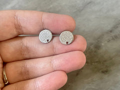 10mm Silver Cobblestone round post earring circle blanks drop stud earring, silver dangle DIY earring mod making round earrings