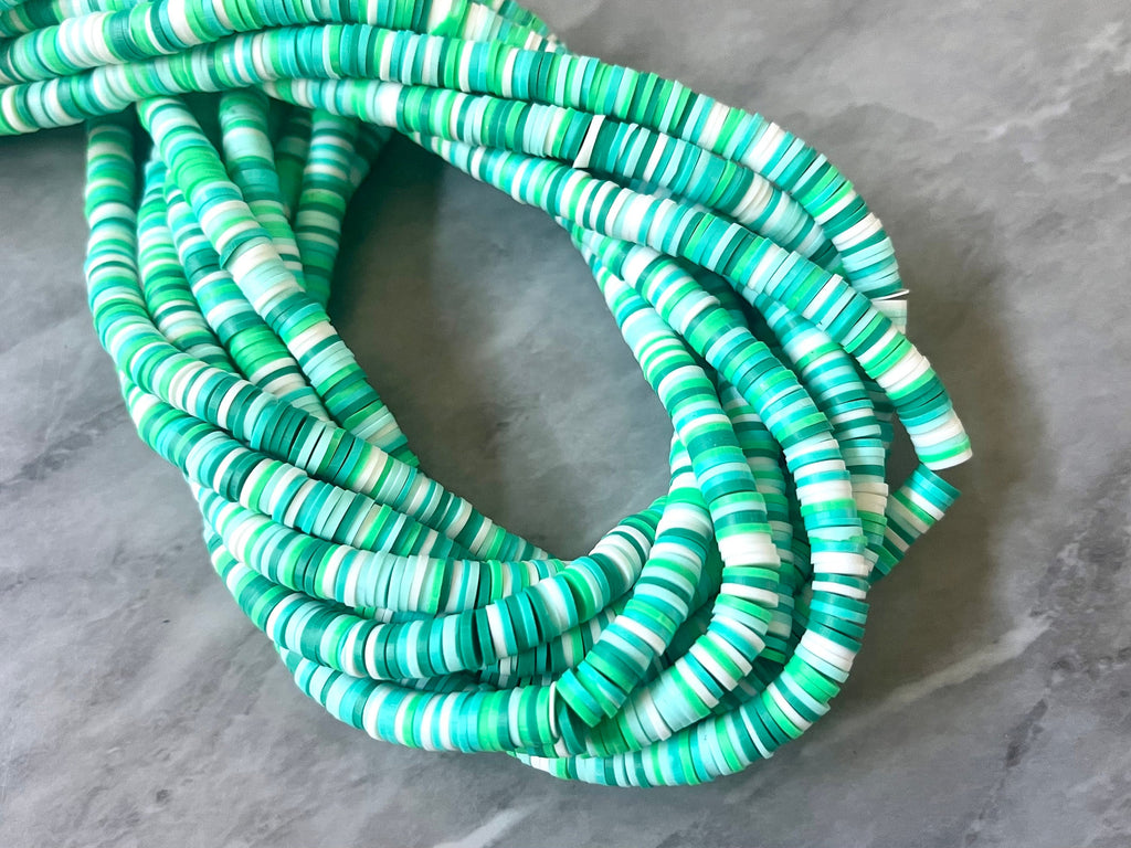St. Patrick 6mm WHOLESALE rubber disc beads, 16” strand heishi colorful round polymer, colorful pride clearance beads donut tie die