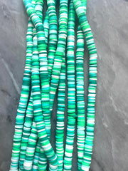 St. Patrick 6mm WHOLESALE rubber disc beads, 16” strand heishi colorful round polymer, colorful pride clearance beads donut tie die