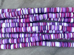 Grape Daze Brown 6mm WHOLESALE rubber disc beads, 16” strand heishi colorful round polymer, colorful pride clearance beads donut tie die
