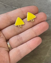 Bright Resin 15mm post earring blanks drop earring, stud earring jewelry dangle DIY earring making triangle fancy drop evening yellow