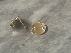 13mm Brush Stroke Gold post earring circle blanks, gold round earring, gold stud earring, gold jewelry, gold dangle earring making brushed
