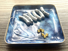 DIY Bracelet Kit Acrylic curved tube beads, White & Black tube bracelet beads, resin tube beads accent statement bracelet, stretch bracelet