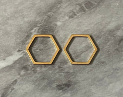 14mm Gold Metal Hexagon, bracelet necklace earrings, jewelry making, geometric earrings, 6 sided figure blanks, simple minimalist jewelry