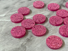 Dark Pink Glitter resin Beads, circle cutout acrylic 16mm Earring Necklace pendant bead, DIY wooden blanks earrings round acrylic