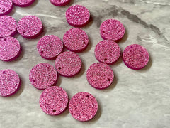 Dark Pink Glitter resin Beads, circle cutout acrylic 16mm Earring Necklace pendant bead, DIY wooden blanks earrings round acrylic