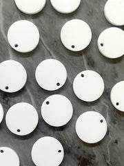 White resin Beads, circle cutout acrylic 16mm Earring Necklace pendant bead, DIY white 1 hole blanks earrings round acrylic