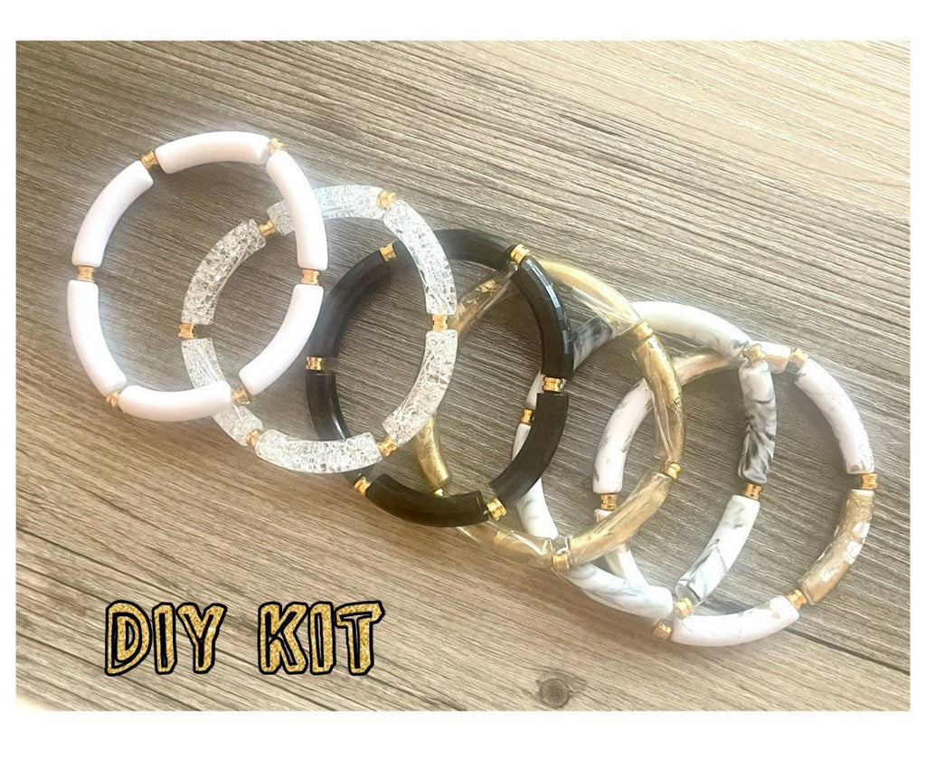 Gold & Clear Acrylic curved tube beads, tube bracelet beads, resin tub –  Swoon & Shimmer