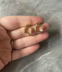 Gold Square 18mm post earring blanks drop earring, stud earring jewelry dangle DIY earring making round, gold jewelry earrings