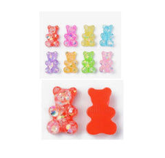 200 Pieces WHOLESALE Bear Resin Cabochon with glitter, 30mm Bear charms pendants