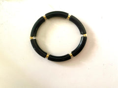 DIY Bracelet Kit Acrylic curved tube beads, BLACK tube bracelet beads, resin tube beads accent statement bracelet, stretch bracelet