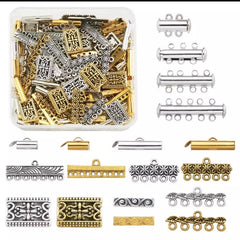 WHOLESALE 148 Pieces Box Brass Magnetic Slide Lock Clasps Tibetan Style Alloy Links Connectors for Earring Necklace Jewelry