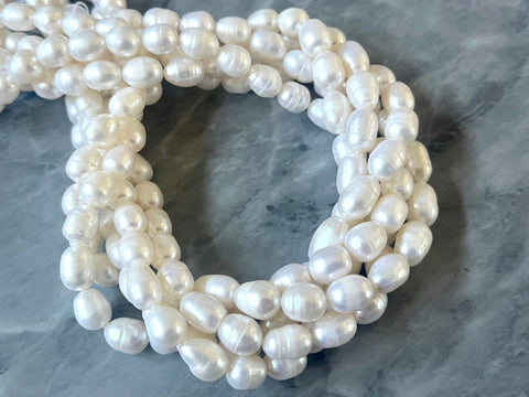 LAST CHANCE 5 Strands Natural Cultured Freshwater Pearl Beads, Grade A, Creamy White, 9-10mm Pearls sale clearance