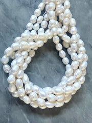 LAST CHANCE 5 Strands Natural Cultured Freshwater Pearl Beads, Grade A, Creamy White, 9-10mm Pearls sale clearance