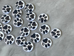 Black & White Pawprint 12mm Druzy Cabochons, jewelry making kit earring set, diy jewelry, druzy studs, 12mm Druzy stud earrings