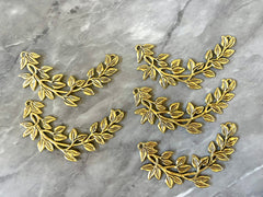 WHOLESALE Gold Pendant 2 Hole leaves, 80mm gold necklace blanks
