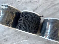 WHOLESALE Set of 3 Rolls Black elastic cord, 2mm 3mm spools