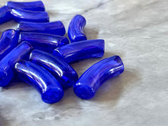 Acrylic curved tube beads, royal blue 34mm tube bracelet beads, resin tube beads accent statement bracelet, stretch bracelet beads
