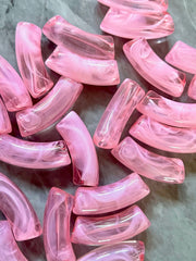 Acrylic curved tube beads, Blush PINK 34mm tube bracelet beads, resin tube beads accent statement bracelet, stretch bracelet beads