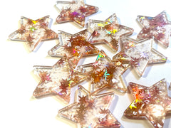 Hologram Confetti Star Resin Beads, star shape acrylic 33mm Earring Necklace pendant bead 1 one hole at top, star jewelry