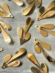 Mirror metal Gold Flower Cutout, earring bead jewelry making, 35mm jewelry, gold pendant floral 1 Hole Earring blanks golden metallic