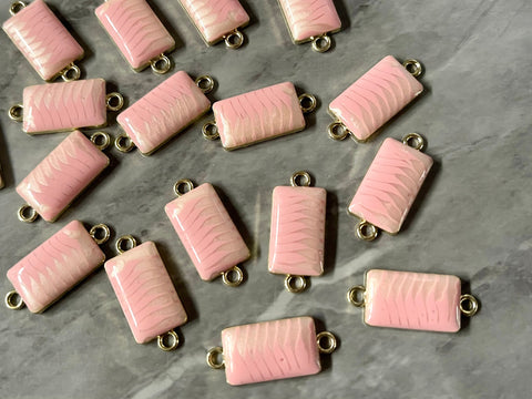 Pink Cream Resin Swirl Rectangle blanks, 25mm necklace DIY blanks, earring bead jewelry making, gold beaded jewelry, gold earrings 2 Hole