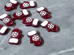 Mitten Snowflake Acrylic Blanks Cutout, red stud earring jewelry making, stud blanks, winter Christmas holiday glitter stocking stuffer