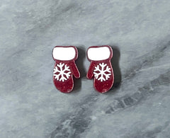 Mitten Snowflake Acrylic Blanks Cutout, red stud earring jewelry making, stud blanks, winter Christmas holiday glitter stocking stuffer